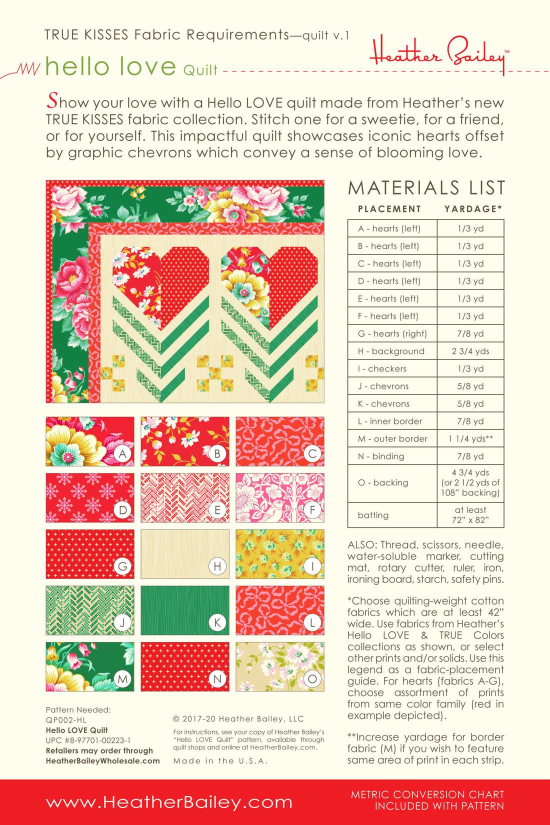 Hello LOVE™ Quilt Kit  - Emerald