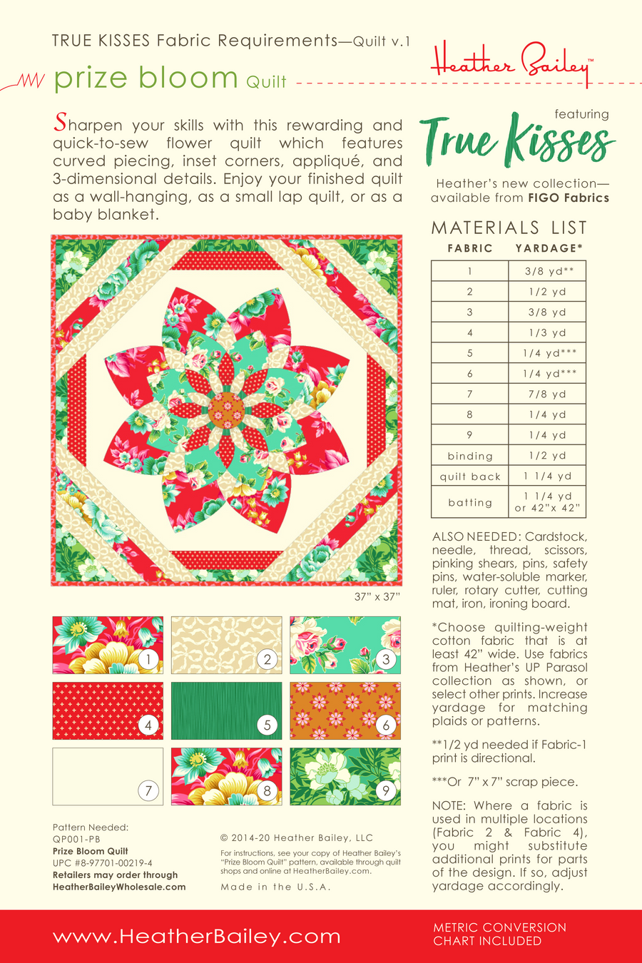 Prize Bloom Quilt Kit - Flame