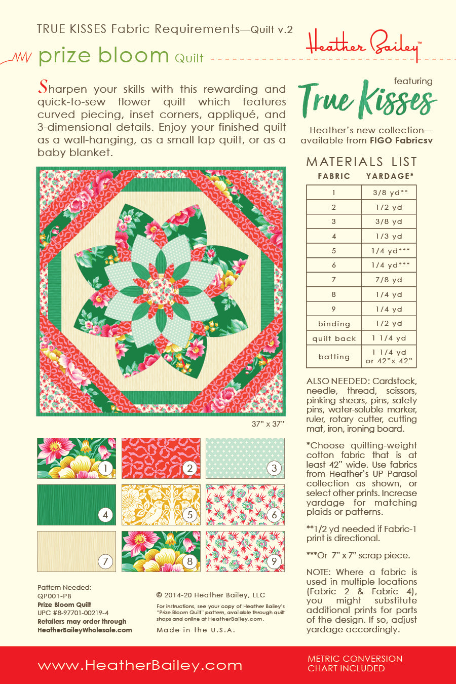 Prize Bloom Quilt Kit - Emerald