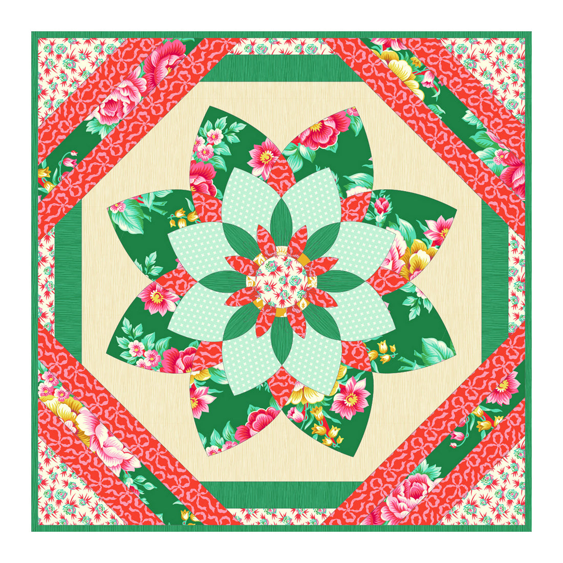 Prize Bloom Quilt Kit - Emerald